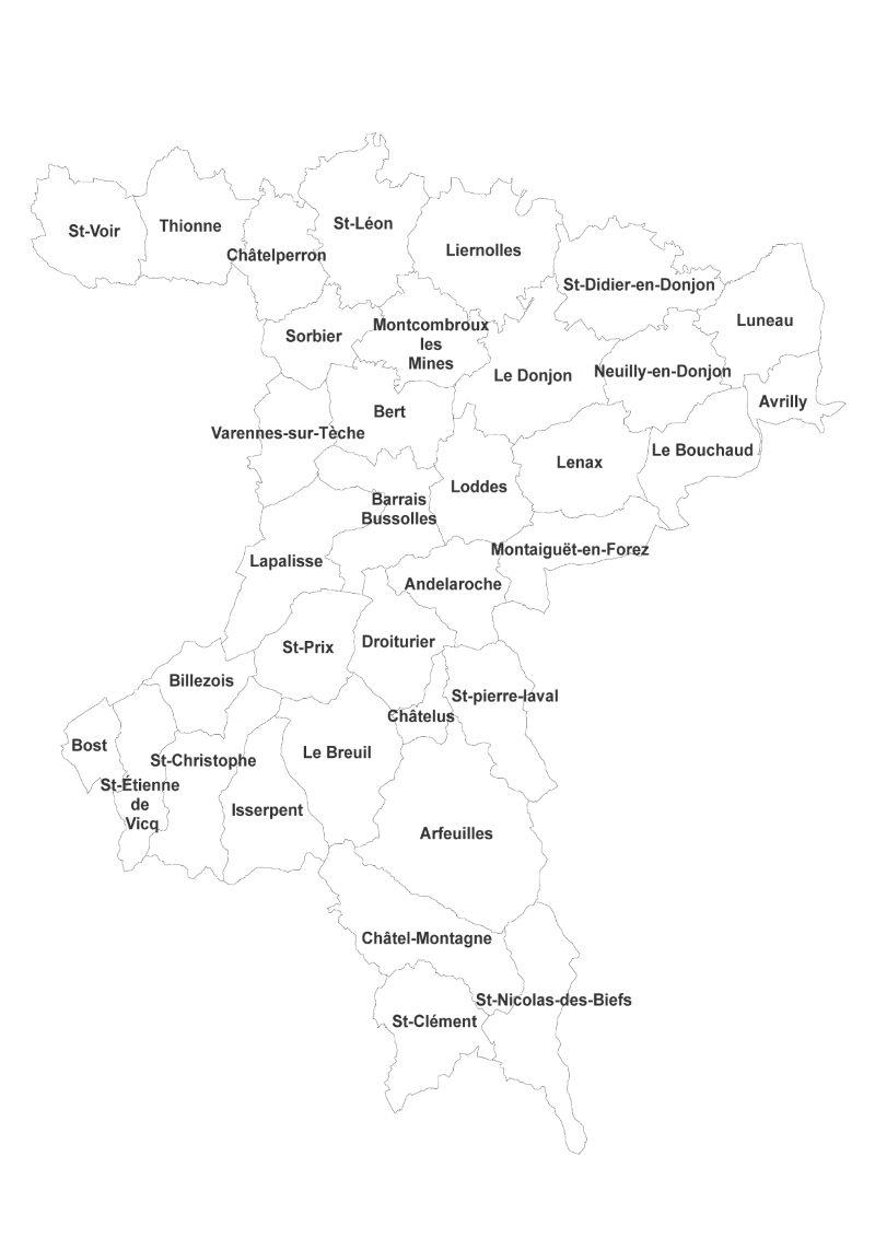 Carte des communes du SIVOM Vallée de la Besbre